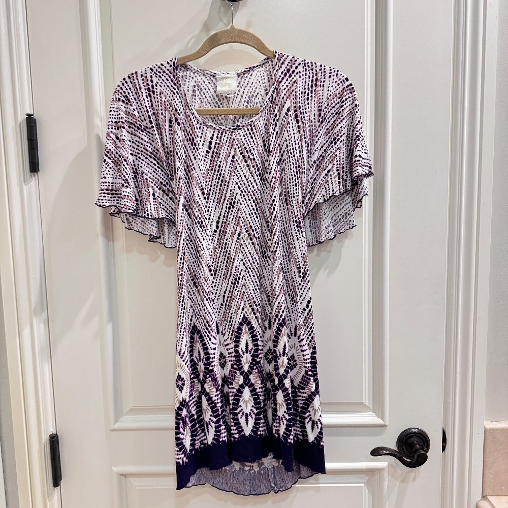Ana Sui Casual Open Back Mini dress with flutter sleeves - Petite XS
